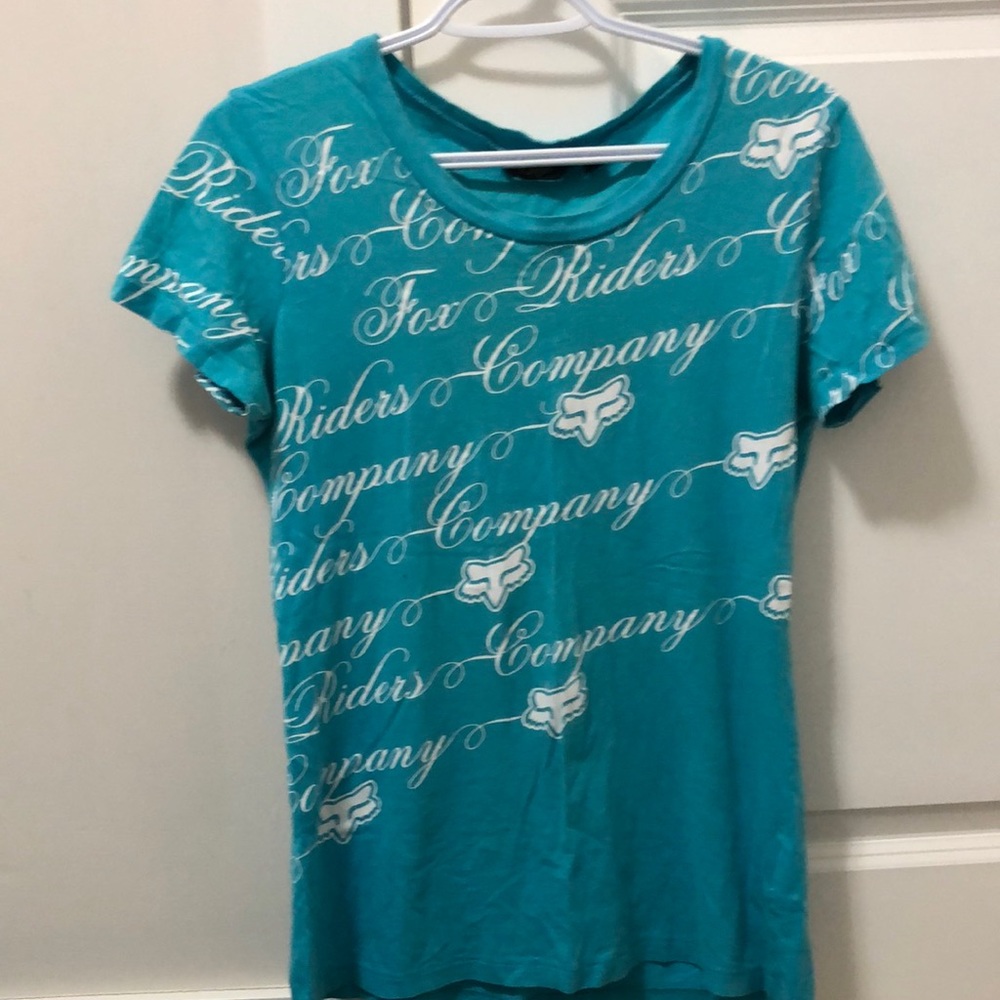 Fox Riders Company teal ladies short sleeve top size Medium